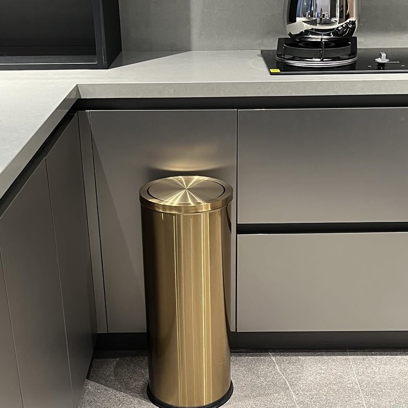 7.92 gallon/30L Gold Kitchen Trash Can with Swing Lid, Tall,