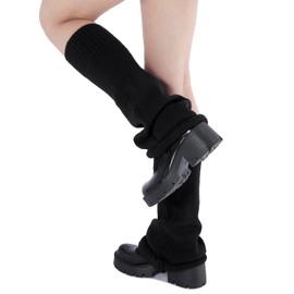 Century Star Leg Warmers Y2K for Women Girls Kawaii Leg Warmers Knitted Long Socks Leg Cover Goth Lolita Accessories Black