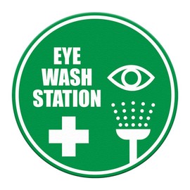 Eye Wash Station Floor Decals Green Anti-Slip Round Shape Lifestyle Industrial Signs Stickers 17Inches Longer Side