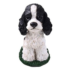Animal Den Cocker Spaniel Black and White Dog Bobblehead Figure for Car Dash Desk Fun Accessory