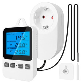 Digital Thermostat Socket with Sensor Temperature Controller 230 V Socket Thermostat Heating Cooling Timer Temperature Switch for Greenhouse Terrarium Aquarium