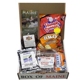 Box of Maine - 5-item Military Soldier Care Package Gift Box - Chocolate Whoopie Pie, Moxie, Beef Jerky, Humpty Dumpty Chips and Acadia Coffee