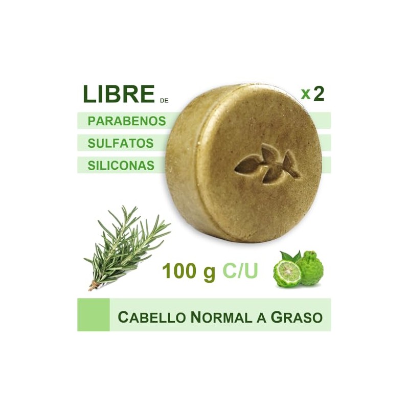Kit de 2 Shampoos Sólidos de Romero y Bergamota, 100gr