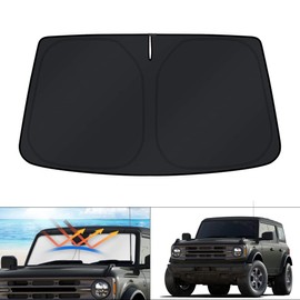 KUST Windshield Sun Shade for Ford Bronco Accessories 2021-2025 2026 (Not for Bronco Sport) Window Sunshade Sun Visor Protector Foldable Blocks UV Rays Keep Your Car Cooler
