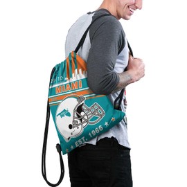 Miami Football Gym Drawstring Bags, Sports Fans Drawstring Bag Sport String Backpacks for Player, Football Keepsake Fans Gifts Bags