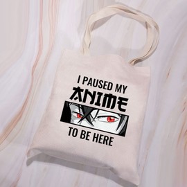 VAMSII Anime Tote Bag I Paused My Anime to be Here Funny Anime Gifts Anime Lover Gifts Shoulder Bag Lover Gifts(Tote Bag), Large