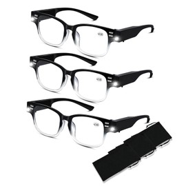 DuanMei Reading Glasses with Lights, Blue Light Blocking, Magnifying, 2.0 Diopters, Black, Unisex-Adults, Older Adults, Family and Friends