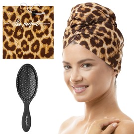 THE PERFECT HAIRCARE Ultra Fine Microfiber Towel Detangling Wet/Dry Hair Brush Anti Frizz Turban for Curly or Wavy Hair Women Quick Dry Good for Travel