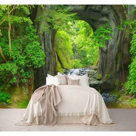 Reyhui Forest Stream Wall Mural Wallpaper Large Nature Scenery Mural for Bedroom Living Room TV Background Sofa Wall (not self-Adhesive)