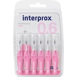 Interprox reg nano pink interdental brush blister pack of 6 toothbrushes