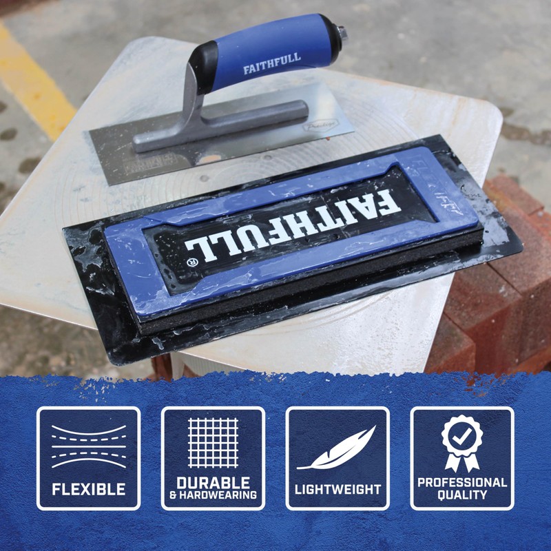 Faithfull FlexiFit Plastering Trowel Kit - 16 Inch (406mm) Dual-Edge