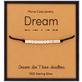 Suyi Dream Morse Code Bracelet Inspirational Gifts for Women Her Sterling Silver Beads Bracelet for Friendship Daughter Girlfriend Dream
