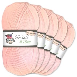 Frida's Wollhaus Frida's 5 x 100 g #15te Allround Basic Yarn, Baby Yarn, Wool, Knitting, Crochet, Soft, 45 Colours (853 | Light Pink)