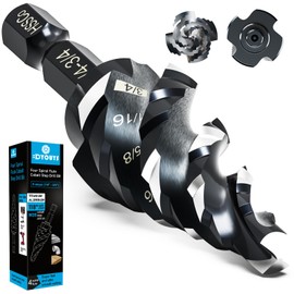 M35 Four Spiral Flute Step Drill Bit Set 1/4"-3/4" （9 Sizes）, 1/4" Hex Shank Unibit Step Drill bit, Impact Resistant M35 Cobalt Step Drill Bit, for Stainless Steel, Wood, Aluminum, Plastic