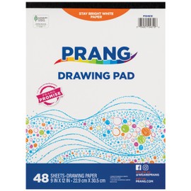 Prang (Formerly Art Street) Drawing Paper Pad, White, Standard Weight, 9" x 12", 48 Sheets