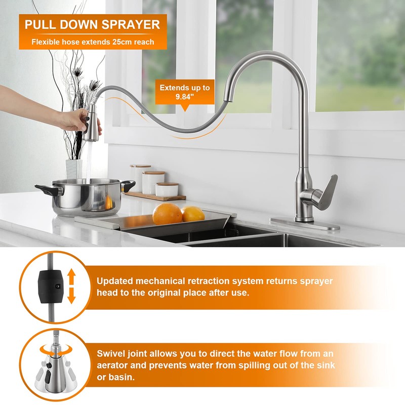 Touch Kitchen Faucet,KEER Smart Kitchen Sink Faucet with Pull Down