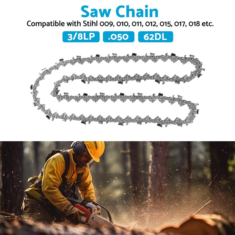 2PCS Pro Chainsaw Chains 62DL 325 063 Semi Chisel Suitable