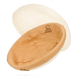 Backefix Proofing Basket Diameter 30 cm Inside, Bread Baking Accessories for Perfectly Shaped, Handmade Bread, Natural Proofing Basket for Bread Baking with Brown Linen Cloth
