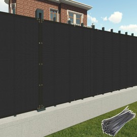 Patio 4 x 40 Fence Privacy Screen Black Commercial Grade Mesh Shade Fabric with Brass Gromment Outdoor Windscreen with Zipties