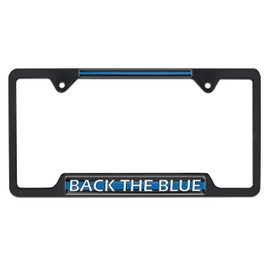 Police Back The Blue Open Black License Plate Frame
