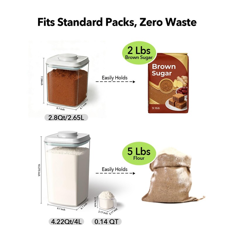 EQI Airtight Food Storage Container with One-Touch Lid, 2.8 QT