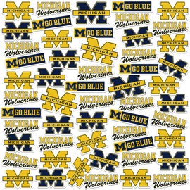 University of Michigan Secondary Logo 50ct Vinyl Large Deluxe Stickers Variety Pack - Laptop, Water Bottle, Scrapbooking, Tablet, Skateboard, Indoor/Outdoor