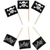 SHATCHI 12154 Pirate Flag Wooden Tooth Picks Cocktail Sticks, Pack