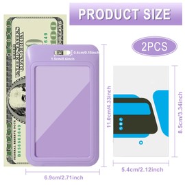 2 Pcs Sliding Vertical ID Badge Holder with Clear Badge Protectors, and Lightweight Hard Plastic Card Holders, Durable and Easy Access Design for ID Badges, Name Tags, and Access Cards,Purple