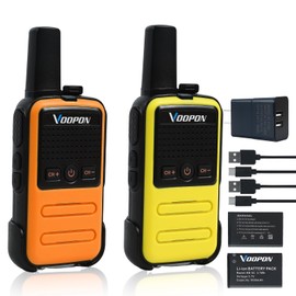 Voopon Rechargeable Mini Walkie Talkies C56TB for Adults Two Way Radios Long Range Compact Transceiver with USB C Charger for Family Hiking Camping Cruising Skiing Shop (2-Pack)