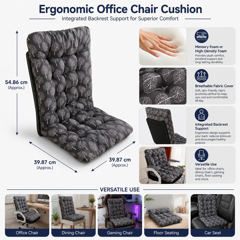 Ergonomic Seat Cushion with Back Support for Sitting – Memory