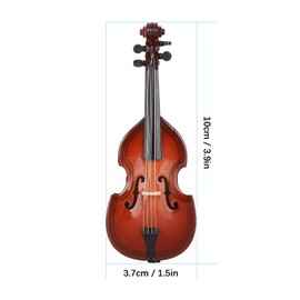 QANYEGN Wooden Violin, atur Double Bass Ornaments with Support Stand Bow and Black Case, Bass Model, Case Violin Musical Instrument for Dollhouse Accessories