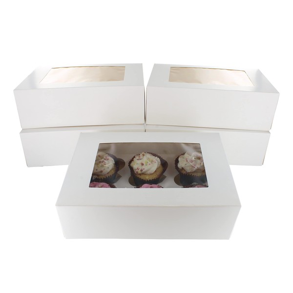 Culpitt 6 Hole Cupcake Box, 5 Pack, White Cupcake Boxes For Carrying And Displaying Tasty Muffins, Fairy Cakes, And Treats. Made in the UK