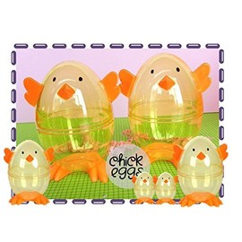 Clear Chick Shaped Easter Eggs 3 Fillable Treat Containers