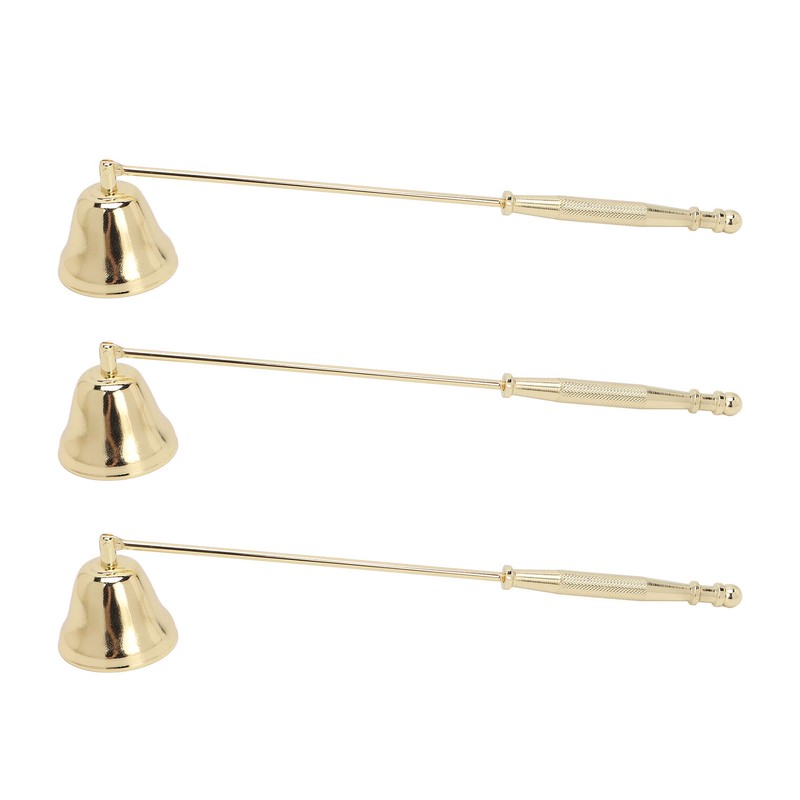 3pcs Candle Snuffer Golden Iron Plating Bell Shaped Long Handle