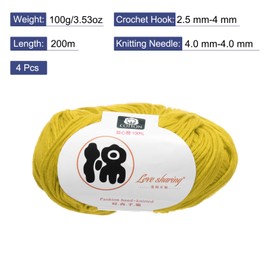 Rebower Cotton Yarn,100% Cotton Soft Knitting Yarn [for Hand DIY Bag Cushion Crocheting Knitting Projects Home Decor], -4 Skeins/4×218yards/4×4.54oz/Dark Yellow