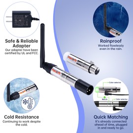 FENIXFIT Wireless DMX512 Transmitter Receiver No Latency DJ 2.4G DMX Wireless 1 Transmitter & 5 Receivers Long Transmission Range DMX Light Controller for LED Stage Disco Party Church Bar Lighting