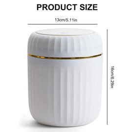 Bailtouk Mini Desktop Bin with Lid, 2L Small Bathroom Bin with Lid, Desktop Trash Can with Press Type Lid Plastic Desktop Trash Bin for Home, Office, Vanity Tabletop, White (13×13×16cm)
