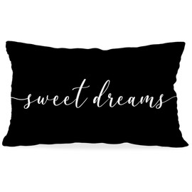 HONLUNG Sweet Dreams Throw Pillow Covers,Bed Decorative Pillows Covers, 24x16 Pillow Cover,Farmhouse Home Decor for Couch Bed Bedroom（Black）