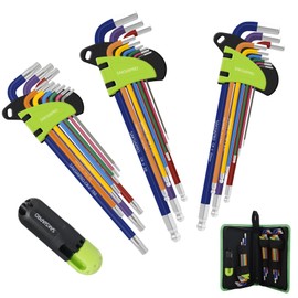 SAKSIAPRO SAKSIAPRO Allen Wrench Set Ball End, 29-Piece Long Arm Allen Key Set, Metric(1.5mm-10mm) and SAE(1/16"-3/8") Hex Key Set, Torx Star(T10-T50) Allen Wrench Set, T Handle and Tool Storage Bag