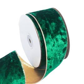 Green Velvet Ribbon Wired 2.5" x 10 Yards for St. Patrick's Decor DIY Crafts Gift Wrapping Garland Wreath Decorations, Choker Hair Bow Making Wedding Bridal Shower Home Irish Easter Party Decor