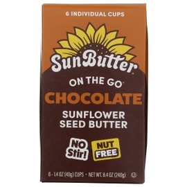 SunButter On The Go Chocolate Sunflower Seed Butter Cups, Kosher, Gluten Free & Non-GMO, 8.4 Ounce (Pack of 6)