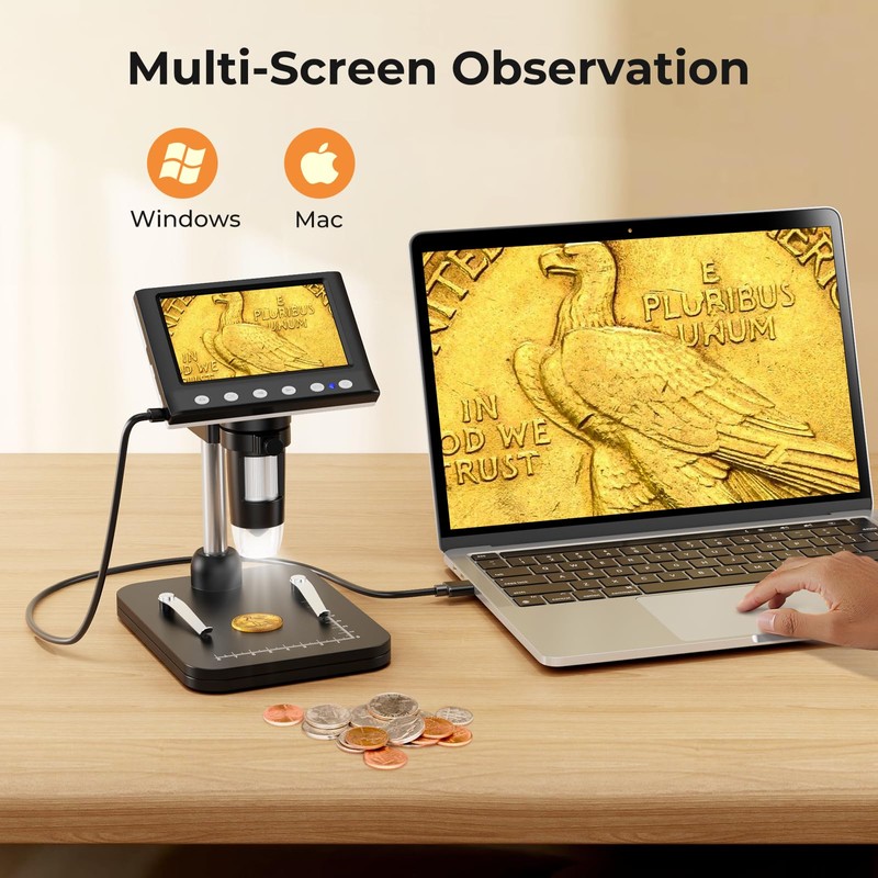Aikokkl 4.3 Inch LCD Digital Microscope, 1000X USB Magnifier with