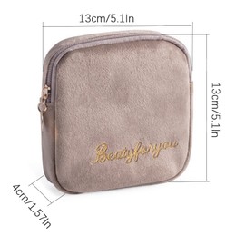 Sanitary Napkin Storage Bag Reusable Waterproof Period Kit Bag with Zipper Feminine Menstruation First Period Bags for Teen Girls Women Ladies （Khaki）