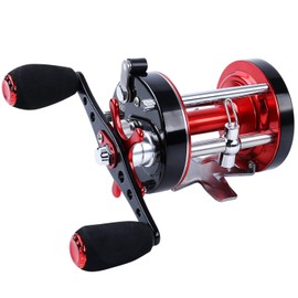 Sougayilang Fishing reels Round Baitcasting Reel - Conventional Reel - Reinforced Metal Body and Supreme Star Drag-Right Hand-Red-Black-Warrior 5000