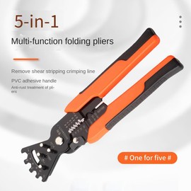 Lyaciomn 5-In-1 Stripping Pliers Multifunctional Wire Bending Pliers Electrician Bending Tool Stripping Artifact Electrical Box Easy to Use Black+Orange