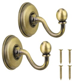 CODIRATO Pack of 2 Vintage Tiebacks Hooks Curtain Holder Metal Tieback Curtain Holder for Living Room Bedroom (Bronze)