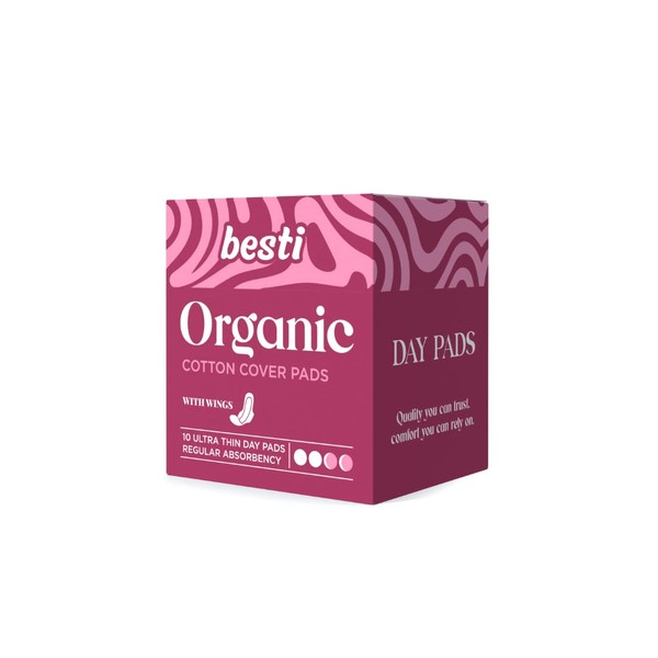 Besti 100% Organic Cotton Day Pads (10 Count)
