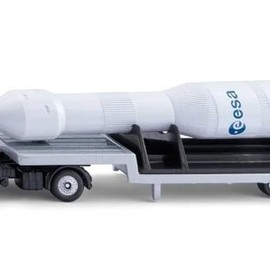 Siku 1758 Camion MAN con razzo ESA e gancio di traino, 1:87, carrozzeria in metallo, bianco-argento, camion giocattolo spaziale per gli appassionati di astronautica