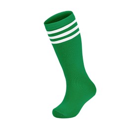 Girls Soccer Socks Toddler Knee High Socks Boys Dress Socks Sports Stocking for Kids Green White Stripes L