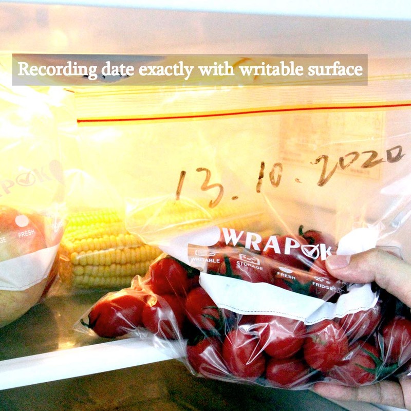 WRAPOK Ziplock Freezer Bags Large Reusable Food Plastic Seal Bag